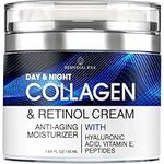 Collagen Cream for Face with Retinol and Hyaluronic Acid, Day Night Anti Aging Skincare Facial Moisturizer, Hydrating Lotion, Moisturizing to Reduce Wrinkles Women Men