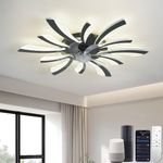 YUNLONG Smart Ceiling Fans with Lights, WiFi Ceiling Fans with Lamps Compatible with Alexa Google Home, Voice/Remote/App Control, Dimmable, DC Motor, for Bedroom, Kitchen, Lounge, Black