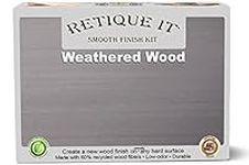 Retique It Gel Stain Liquid Wood Kits Real Paintable Wood. Great Companion to Chalk Finish Paint, Milk Paint, Furniture Paint. (1x Reg (50 sq ft), Brushed Finish, 50 Weathered Wood)