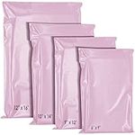 YUNJU 60 Mixed Mailing Postal Self-Seal Closure Plastic Bags - Envelopes for Posting Clothes, Postal, Packaging, Shipping Bags - Tempered Proof, Secure Medium Postage Bags - Mixed Sizes - Pink