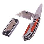 Amtech S0335 2-in-1 Tradesman 5 Blades, Folding Craft & Utility Knife, Silver & Brown, 24cm