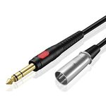 TNP Male XLR to 1/4 Inch TRS Cable (15 FT) - Balanced 6.35mm Quarter Inch to XLR Male Audio Stereo Interconnect Gold Plated Patch Cable for Microphones, Powered Speakers, Studio Sound Consoles