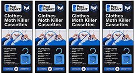 Pest Expert Clothes Moth Killer Cassettes (Pack of 8) Wardrobe Moth Protection & Prevention - New to Market Advanced Odourless Formulation - 4 x Twin Pack