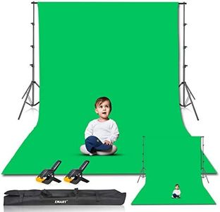 EMART Photo Video Studio 8.5 x 10ft Green Screen Backdrop Stand Kit, Photography Background Support System with 10 x12ft 100% Cotton Muslin Chromakey Backdrop