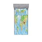 Ambesonne World Map Fitted Sheet & 