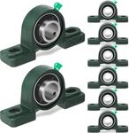 Gisafai 8 Pcs UCP205-16 Pillow Block Bearing with 1" Bore Flange Mounted Pillow Block Ball Bearing Self Alignment Cast Iron Housing Steel Bearing Unit for Industry, Green