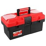 MAXPOWER Tool Box 14-inch Plastic Small Tool Boxes with Removable Tray with Dual Lock Secured, Red