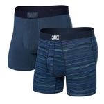 SAXX Underwear Co. Men's Vibe Super Soft Boxer Brief 2Pk, Surge Spacedye/Navy, Medium