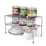 SmartSlide 2 Shelves Stainless Steel Cabinet Shelf (14.5 to 29 Inch), Expandable & Stackable Counter Spice Racks, Multifunctional Storage Racks for Kitchen, Cupboard & Pantry