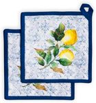 Maison d' Hermine Pot Holder 100% Cotton Potholder Set of 2 Heat Resistant (8"x8") with Loop Hot Pads, Kitchen, Baking, Chef, Barbeque & Microwave, Citrus - Spring/Summer