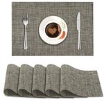 HOKIPO PVC Dining Table Kitchen Placemats(Ash Grey, 45x30cm) -Set of 6