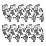 Hose Clamp, Stainless Steel Hose Clamps for 1 Inch to 2 Inch Hose Pipe Large Adjustable Worm Gear Hose Clamps Assortment Kit for Automotive Radiator Fuel Line, Mechanical, 10 PCS Hose Clamp Set