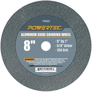 POWERTEC 15522 Aluminum Oxide Grinding Wheel 100 Grit, 8" x 1" with 5/8" Arbor