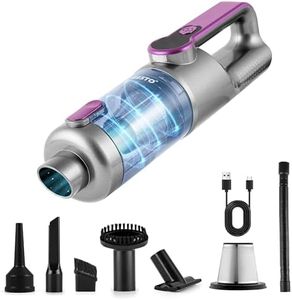 Gesto 3-in-1 Portable Car Vacuum Cleaner & Air Duster | 120W High Power, 16000Pa Brushless Motor, 6000mAh Type-C Rechargeable Cordless Handheld Vacuum with LED Light & Multi Nozzle for Car,office,Home