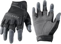 HANDLANDY Fingerless Work Gloves for Men, Padded Half Finger Tactical Mechanics Gloves, Utility Trucker Driver Gloves (Black, Large (Pack of 1))