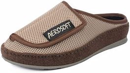 Aerosoft 6032-4P Mules with Velcro Fastening, Health Shoes for Men and Women, Ideal as Rehabilitation Shoes, Bandage Shoes, Slippers, Pressure Relieving, Taupe, 7 AU