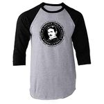 Pop Threads Nikola Tesla by Brigid Ashwood Scientist Funny Graphic Tee T-Shirt for Men, Raglan | Black Sleeves, Medium