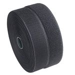 Sunkizzrs® 5m Hook + 5m Loop (Width-25mm) Tape Roll Strips with Adhesive Back Mounting Tape for Picture and Tools Hanging Pedal Board Fastening Black Stick-On Tape