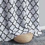 HLC.ME Lattice Print Pattern Blackout Curtains 63 Inch - Thermal Insulated Sleep Well Room Darkening Grommet Window Drapery Curtains for Bedroom - Platinum White & Black - Set of 2-52 x 63 Length