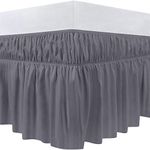 Utopia Bedding Valance Sheet Double - 150 x 200 cm - Easy Wrap Around Elastic Bed Skirt - Soft Brushed Polyester Microfiber Bed Ruffle with a Drop of 40 cm - Grey