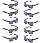 Oaonnea 10 Packs UV Protection Neon Colors 80's Retro Classic Party Favors Sunglasses (Black)