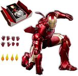 Ironman Movie Series - Collectible Ironman Action Figure Metal Painting 20 Joints Movable Model Toys (7 inches) (Mark 3)