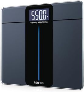 RENPHO Bilancia Pesapersone Digitale, Bilancia di Capacità ultra-grande, Max 250kg, Vetro Temperato da 8 mm, Ampio Display a LED, Massima precisione fino a 50g, 33x30 cm, Core 1 L