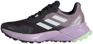 adidas Women's Terrex Soulstride RAIN.RDY Trail Running Shoes Sneaker, Fig/Crystal Jade/Aurora Black, 6 UK