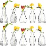 SOUJOY 10 Pack Small Glass Bud Vase, Mini Flower Vase for Centerpieces, Clear Vintage Floral Bud Vases for Home Decor, Weddings, Floral Arrangements, Events, Parties