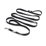 10FT Hands-Free Bungee Dog Leash - PAWZPAL Adjustable Waist Belt, Dual Traffic Handles, Reflective-Heavy-Duty Nylon, Comfortable Grip for Small/Medium/Large Dogs (Black)