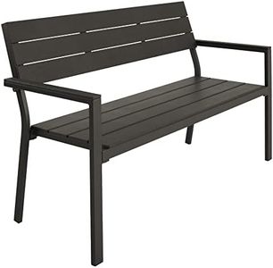 TecTake® Banc de Jardin Solide en Aluminium et Polystyrène Effet Bois, Banquette de Jardin Banc Résistant aux intempéries, Mobilier de Jardin pour Amenagement Balcon Terrasse Veranda Pergola