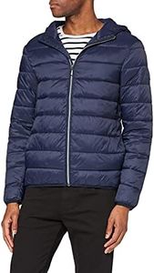 Original Penguin Men's Lightweight Hooded Puffer Jacket, Blue (Dark Sapphire 413), X-Small (Size:XS)