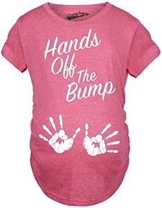 Maternity Hands Off The Bump Cute Pregnancy Shirt Fun Pregnant Gift Announcement Funny Graphic Maternity Tee Funny Maternity Shirts Pink XL