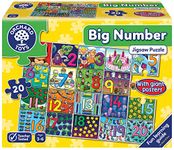 Orchard Toys Big Number Jigsaw Puzzle, 20 Piece 1-20 Educational Puzzle For Kids Ages 3-6, Develops Hand-Eye Coordination