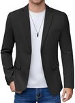 COOFANDY Mens Cotton Linen Blazer Slim Fit Sport Coat Two Button Blazer Jacket Black