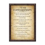 SELIGMANN® Bible Verses Ten Commandments Framed - Bible Verses Wall Decor for Prayer Room Living Room Office - Christian Home Decor (17x12 inches)