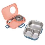 Insulated Bento Box Thermal Lunch Box 1100ml Double Decker with Flowproof Lid, Portable Food Container with Rust Resistant 304 Stainless Steel (Pink)