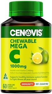 Cenovis Chewable Mega Vitamin C 1000mg Lemon Lime 60 Tablets - Reduces Severity & Duration of Common Cold Symptoms - Supports Healthy Immune System Function, Collagen Formation & Minor Wound Healing