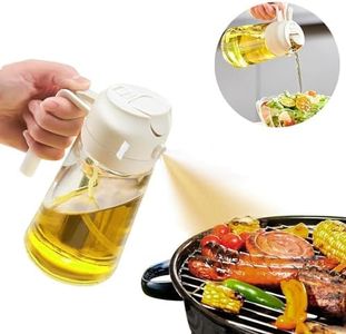 Oil Dispenser Bottle for Cooking, 2 in 1 Olive Oil Dispenser and Oil Sprayer, 470ml Glass Oil Dispenser, Drip-Free for Air Fryer, Salad, Frying,BBQ (White)