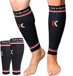 (2 PAIR) Calves Kelson Calf Compression Sleeves Ideal for Shin Splints, Running, Sports for Men/Women - Shin Splint and Calf Support Brace-Compression Calf Guards - Leg Sleeves for Torn Muscle Cramps