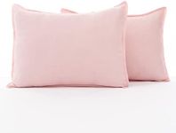 BAROOGA Toddler Pillowcase, 36 x 48 cm, 2 Pack, Muslin Baby Pillow Cases, 100% Cotton, Fits Pillows Sized 12"x16", 13"x18", or 14"x19", Envelope Closure Pillow Cover for Girls and Boys (Pink)