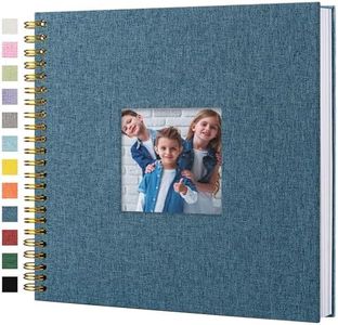 Hiwhy Scrapbook Photo Album Linen Cover, 12 x 12 Inch Hardcover Kraft White Pages Memory Book, for Travel Wedding Guest Book Christmas Baby Shower (40 Sheets/ 80 Pages,Blue)