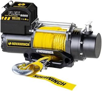 Novawinch Flex 8000 lb Electric Trailer Winch 12V - Synthetic Rope - Heavy Duty Power Tow for Boat Trailer, Marine and Utility Trailers - 8000 lb Capacity for Loading and Retrieval