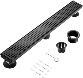 muschbath 36 Inch Linear Shower Drain, Matte Black Shower Drain, Flat and Tile-in Grate, 304 Stainless Steel, Easy to Install and Clean for Bathrooms (Drain Base Not Included), LSD-04A-36B