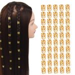 50 Pcs Dreadlocks Beads Hair Braid Rings Metal Cuffs Aluminum Dread Locks for Women Hair Clips Accessories (Gold)