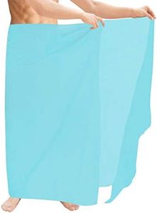 LA LEELA Men's Casual Vacation Sarong Wrap Pareo One Size Aqua Solid