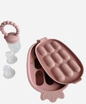 Luca Bee - Baby Fruit Feeder and Freezer Tray (Pink) | Freeze Breast Milk | Freeze Baby Food | Fruit Feeder Comes with 3 Pouch Sizes