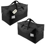 Pack of 2, Large Size Waterresistant Carry Storage Bags for Christmas Trees, Decoration Lights, Toys etc., Best Choice for Home Moving, Black