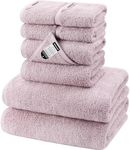 SEMAXE Bath Towel Set, 100% Cotton Absorbent Bathroom Towels with Hanging Loops and Nano-Bio Lifecycle Labels, 8 Piece Towel Set Include 2 Bath Towels, 2 Hand Towels, 4 Washcloths, Purple