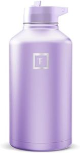 IRON °FLASK Camping & Hiking Hydration Flask with Straw, Wide Mouth Insulated Stainless Steel Sports Water Bottle - Lavender 64 oz - Straw (1 Lid)